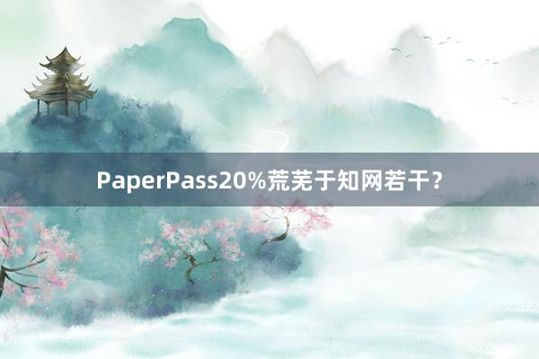 PaperPass20%荒芜于知网若干？