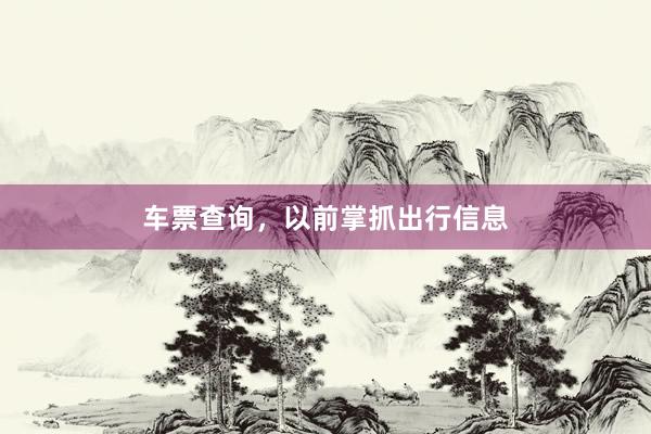 车票查询，以前掌抓出行信息